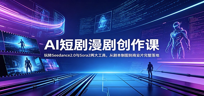 AI短剧漫剧创作课:玩转Seedance2.0与 Sora2两大工具,从剧本制图到商业片完整落地-品正游戏资源