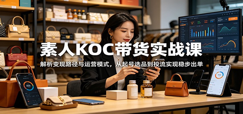 素人KOC带货实战课:解析变现路径与运营模式,从起号选品到投流实现稳步出单-品正游戏资源