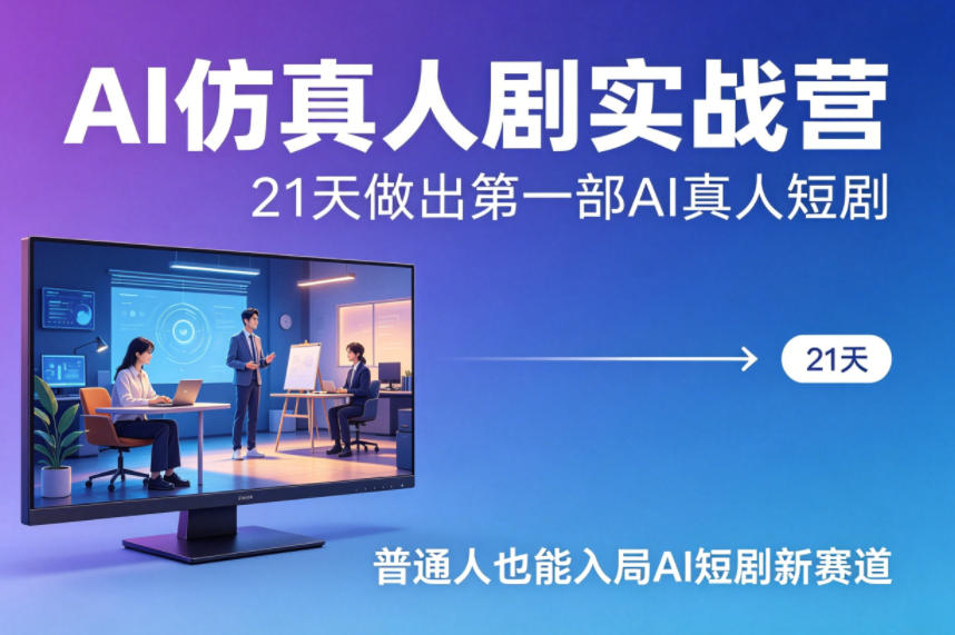 AI仿真人剧实战营,21天做出第一部AI真人短剧,普通人也能入局AI短剧新赛道-品正游戏资源