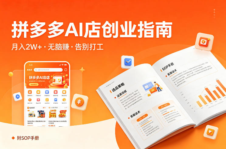 开一家拼多多AI店，月入2W+，无脑賺，告别打工，附SOP手册-品正游戏资源